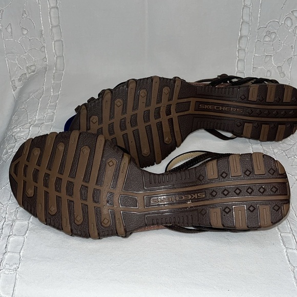 Skechers Leather Strappy Flat Sandals Brown. Womens . S. 8 1/2. - Picture 8 of 11